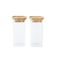Boîtes Hermétiques<PEBBLY Set de 2 boites en verre 320 ml et couvercle en bambou,