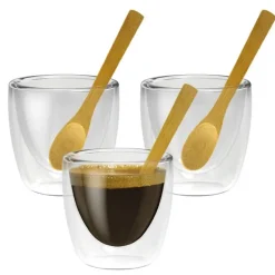 Tout Pour Le Café<Nuts Set de 3 verres double paroi avec cuillères,