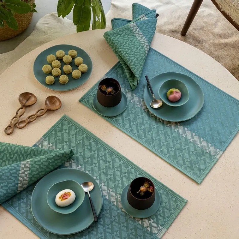 Sets De Table<LE JACQUARD Français Set de table enduit Veine Graphique Emeraude,