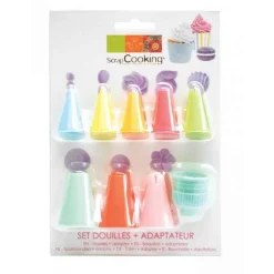 Douilles Et Poches À Douille<ScrapCooking Set douilles en plastique et adaptateur,