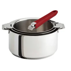 Amovible<CRISTEL Série de 3 casseroles Amovibles + 1 poignée framboise Mutine,