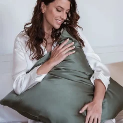 Les Accessoires|Housses De Couette, Parures<Emily's Pillow Taie d'Oreiller en Soie 65 x 65 cm Vert Sauge,