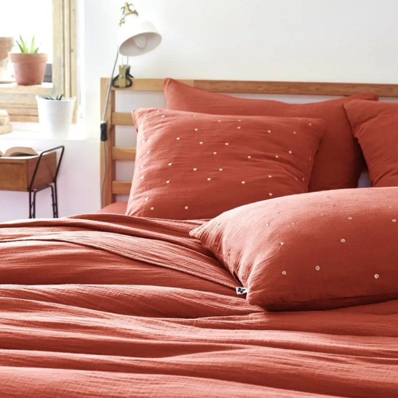 Housses De Couette, Parures<L'effet papillon Taie d'oreiller Gaze de coton Gaïa Chic Terracotta,