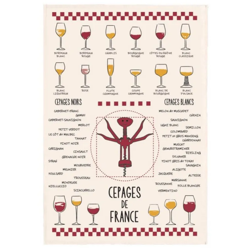 Torchons<VIVARAISE Torchon Vins et Cépages Ecru, Winkler