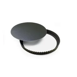 Moules Anti-Adhérent<GOBEL Tourtière ronde cannelée fond amovible antiadhérente,